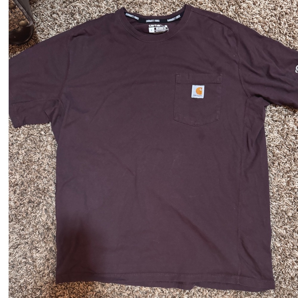 Carhartt Force Relaxed Fit Pocket T-Shirt Mens Large Burgundy Short Sleeve M159